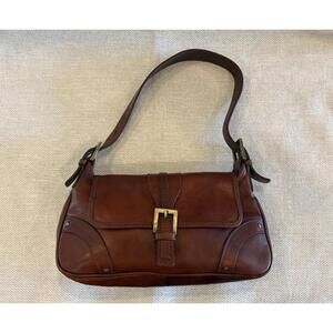 Vtg I Medici Firenze Leather Baguette Shoulder Bag Purse Handbag Buckles Italy